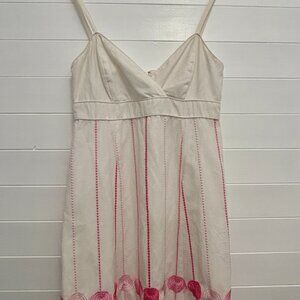 Lilly Pulitzer Embroidered Dress Women's Size 6 White Pink Striped Barbie